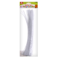 Проволока с ворсом для поделок и декора набор 50 шт., размер 1 шт. 30 &times; 0,6 см, цвет белый