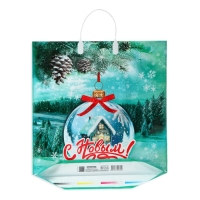 Новый год. Пакет "Хрустальный шар", полиэтиленовый с пластиковой ручкой, 40 х 44 см. Новый год. Пакет "Хрустальный шар", полиэтиленовый с пластиковой ручкой, 40 х 44 см.