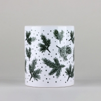 Новый год. Кружка керамическая &laquo;Веточки&raquo;, 320 мл, цвет белый