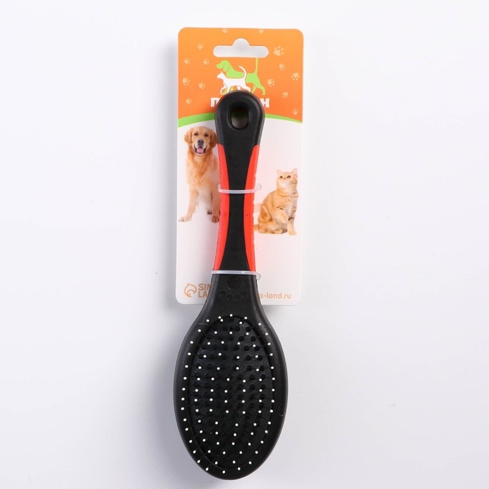Щётка-расчёска двухсторонняя овальная, 21,5 х 6,5 см, нескользящая ручка, чёрно-красная Щётка-расчёска двухсторонняя овальная, 21,5 х 6,5 см, нескользящая ручка, чёрно-красная
