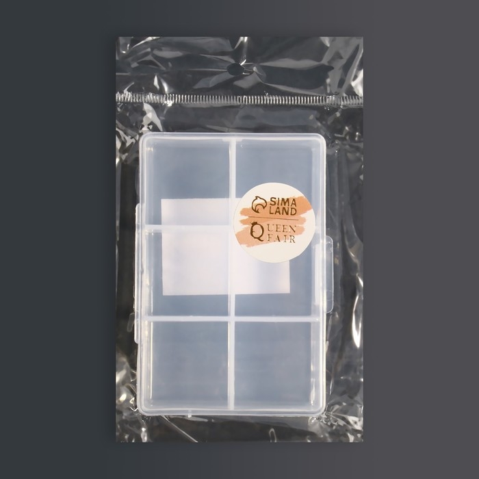 Органайзер для декора, 6 ячеек, 9 &times; 6 &times; 2 см, цвет прозрачный