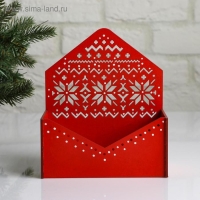 Кашпо деревянное, 16.5&times;9.3&times;19.5 см "Новогоднее. Конверт Норвежский", красный