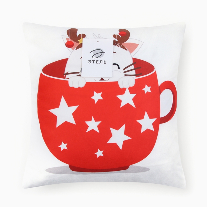 Новый год. Чехол на подушку Этель Новогодняя чашка 40х40см,100% п/э Новый год. Чехол на подушку Этель Новогодняя чашка 40х40см,100% п/э