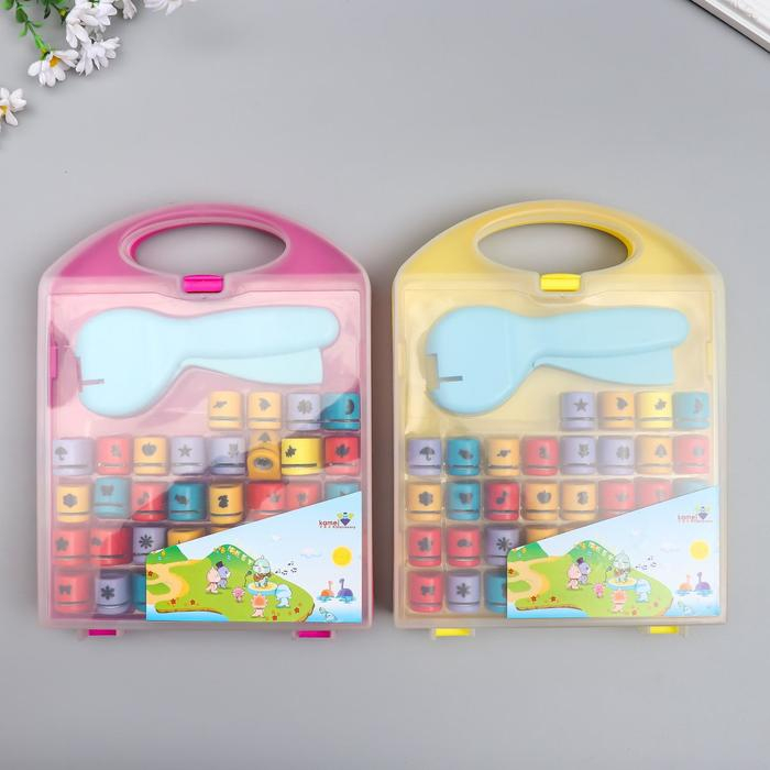 Набор фигурных дыроколов в сундучке, 36 шт с держателем МИКС Набор фигурных дыроколов в сундучке, 36 шт с держателем МИКС