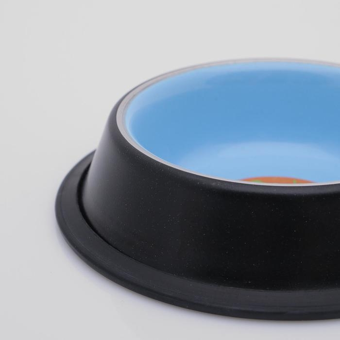 Миска с нескользящим основанием двухцветная универсальная, 225 мл, голубая