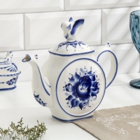 Чайник "Сова", 22 х 8 х 20 см, гжель, кобальт Чайник "Сова", 22 х 8 х 20 см, гжель, кобальт