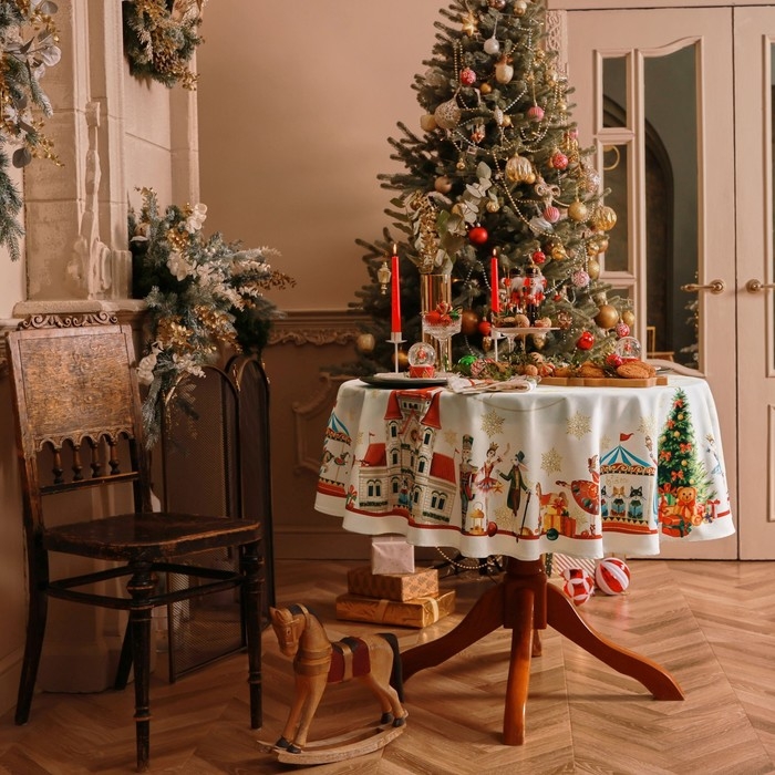 Скатерть Этель &laquo;Щелкунчик&raquo;, d=150 см, 100% хл, саржа 190 г/м2