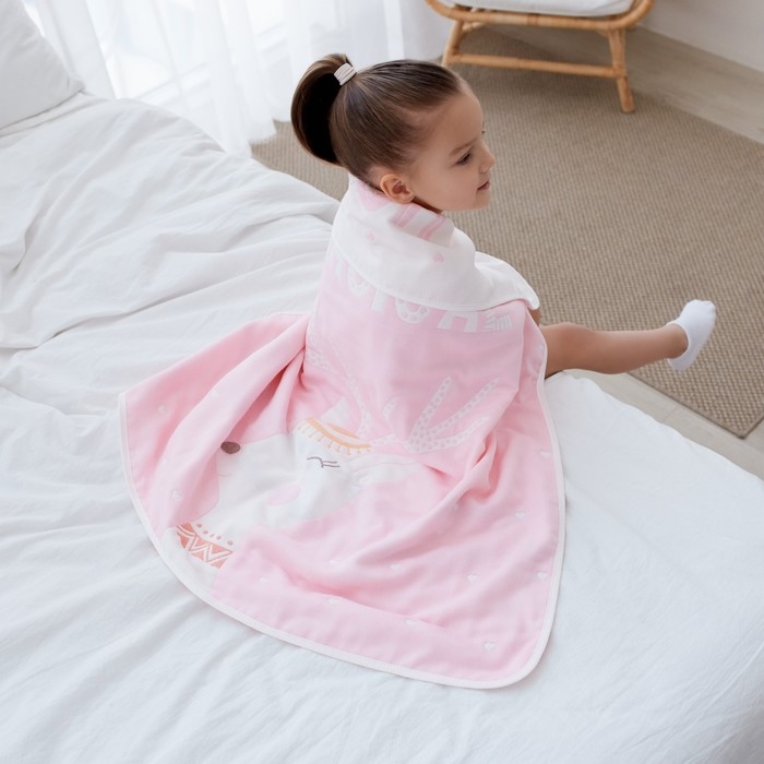 Полотенце детское Крошка Я "Magic" 95х100&plusmn;5 см, цвет розовый, 100% хлопок, 280 г/м2