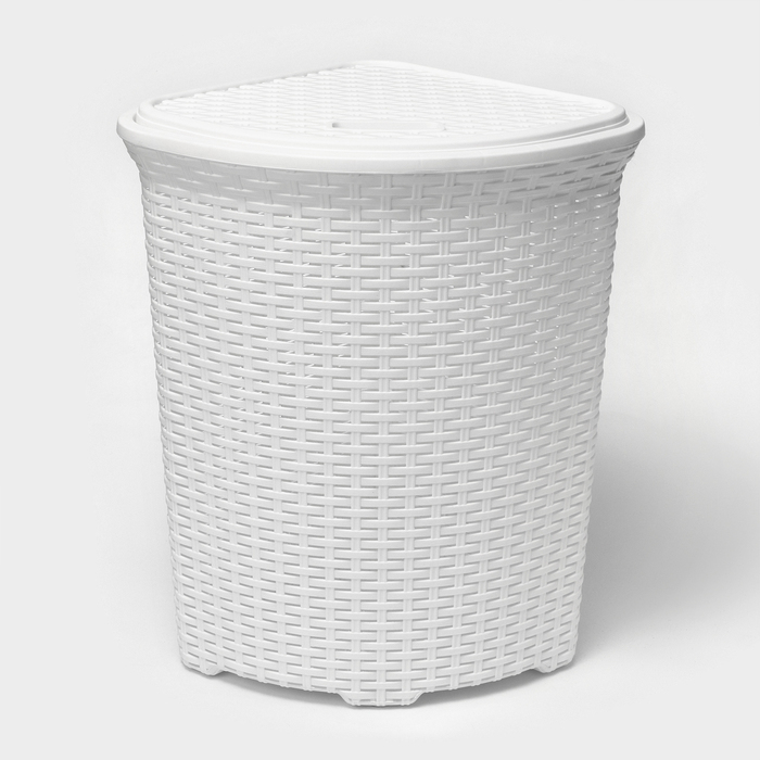 Корзина для белья угловая с крышкой &laquo;Ротанг&raquo;, 60 л, 40&times;40&times;58 см, цвет белый