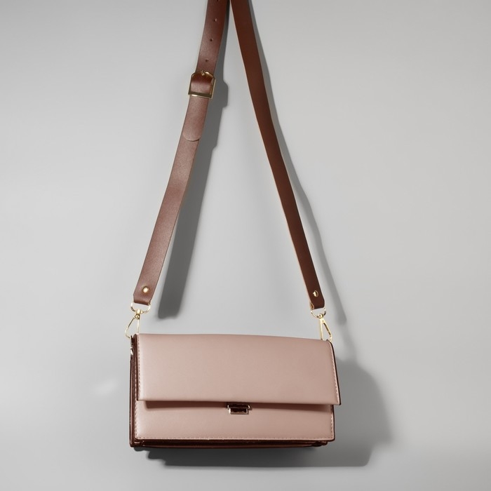 Ручка для сумки из натуральной кожи, регулируемая, с карабинами, 125 ± 2 см × 2,5 см, цвет коричневый/золотой Ручка для сумки из натуральной кожи, регулируемая, с карабинами, 125 ± 2 см × 2,5 см, цвет коричневый/золотой