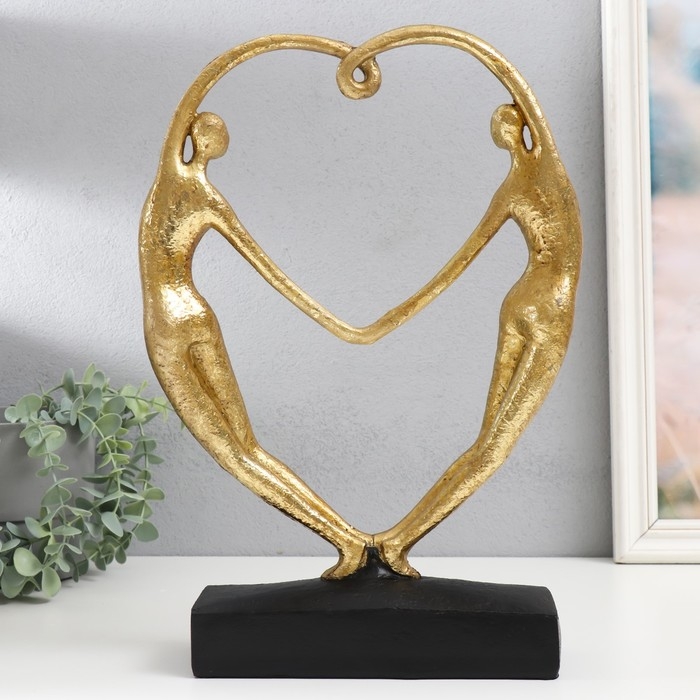 Сувенир полистоун Сувенир полистоун "Влюблённые в сплетении сердца" золото 37х25х7 см