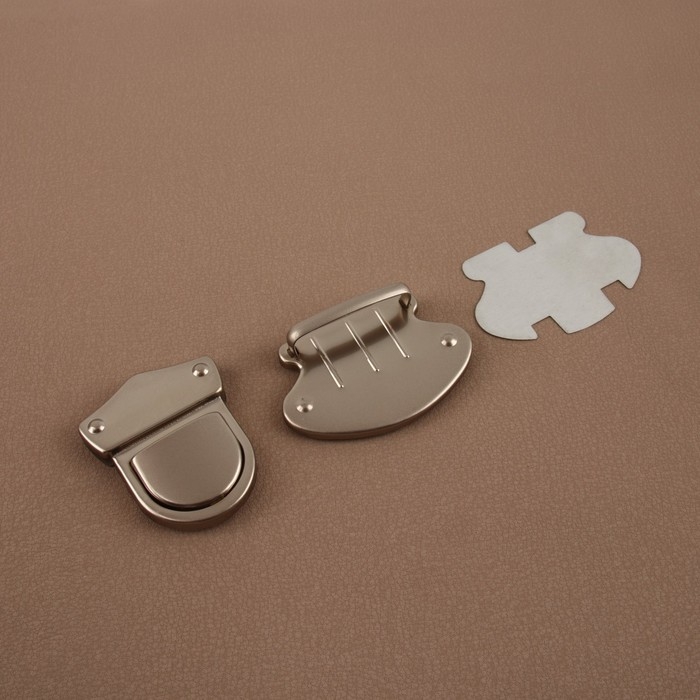 Застёжка для сумки, матовый, 5,5 &times; 5,5 см, цвет жемчужный серебряный