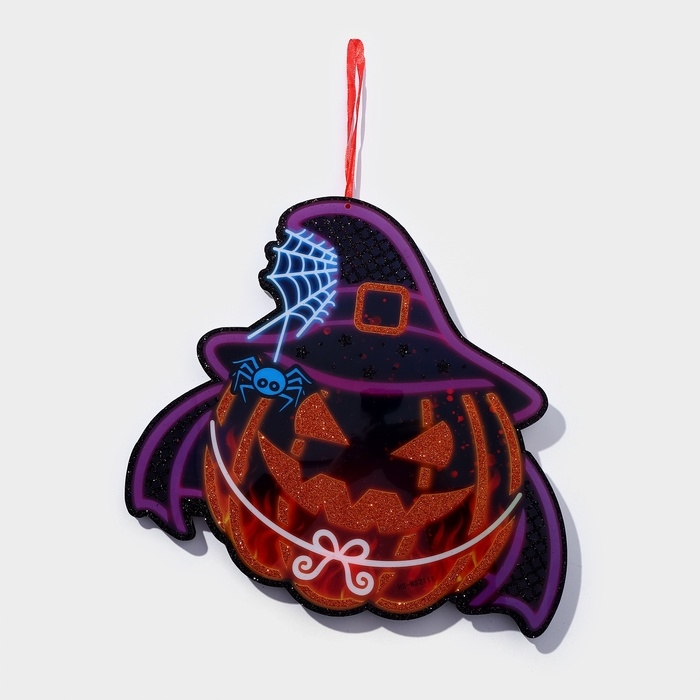 Декоративное светящиеся украшение (подвеска) Декоративное светящиеся украшение (подвеска) "Злая тыква" 25х20,5 см