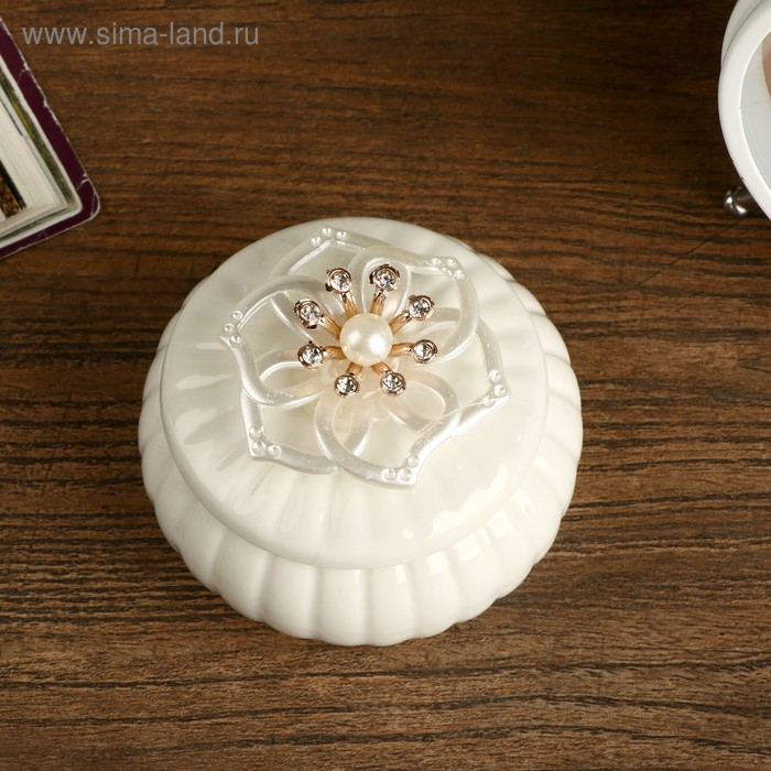 Шкатулка керамика Шкатулка керамика "Перламутровый цветок" МИКС 5,8х7,5х7,5 см