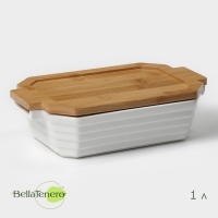 Форма для выпечки из жаропрочной керамики BellaTenero, 1000 мл, 25,6&times;14,9&times;6,2 см, цвет белый