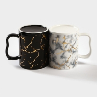 Набор кружек керамических на металлической подставке &laquo;Мрамор&raquo;, 2 предмета: 380 мл