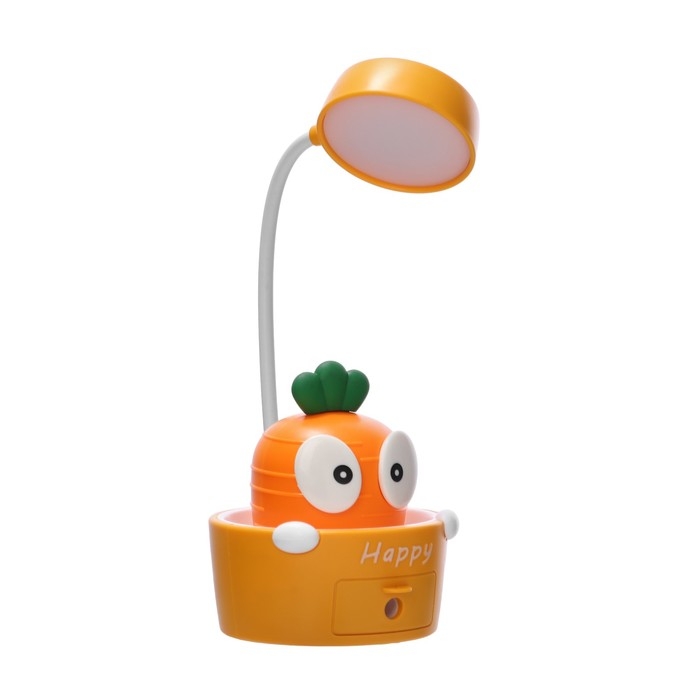 Светильник сенсорный с точилкой Светильник сенсорный с точилкой "Морковка" LED, от USB/АКБ 6 Вт оранжевый-желтый 8х6х25 см RISALUX