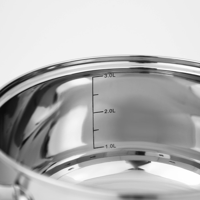 Набор кастрюль из нержавеющей стали Доляна &laquo;Гретте&raquo;, 3 предмета: 1,6 л, 2,3 л, 3,2 л, крышки