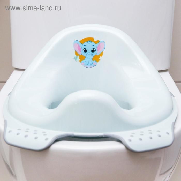Детская накладка - сиденье на унитаз &laquo;Слоник&raquo; антискользящая, цвет голубой