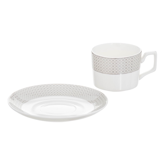 Чайный сервиз WY Eternal, 12 предметов, кружка 250 мл 6 шт, блюдце 6 шт, фарфор