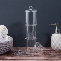 Органайзер для ватных палочек и дисков, с крышкой, 3 секции, 29 &times; 7 &times; 7см, в картонной коробке, цвет прозрачный