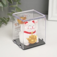 Маятник пластик "Белый Манэки-нэко со слитками Ямб" 5х5х6 см