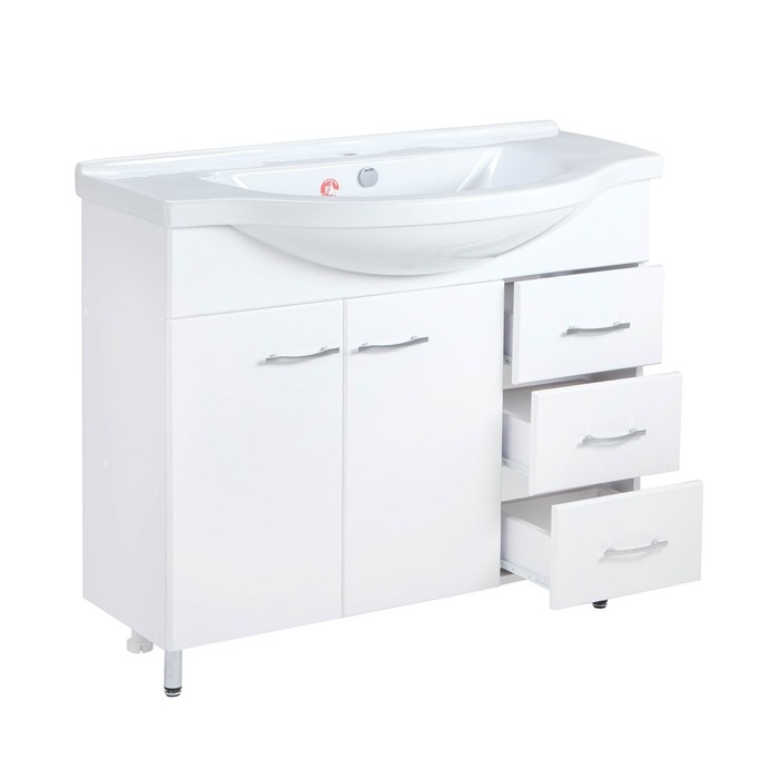 Комплект мебели для ванной: Тумба Комплект мебели для ванной: Тумба "Элеганс 100/3" + раковина" Эльбрус", 97 х 33 х 82 см