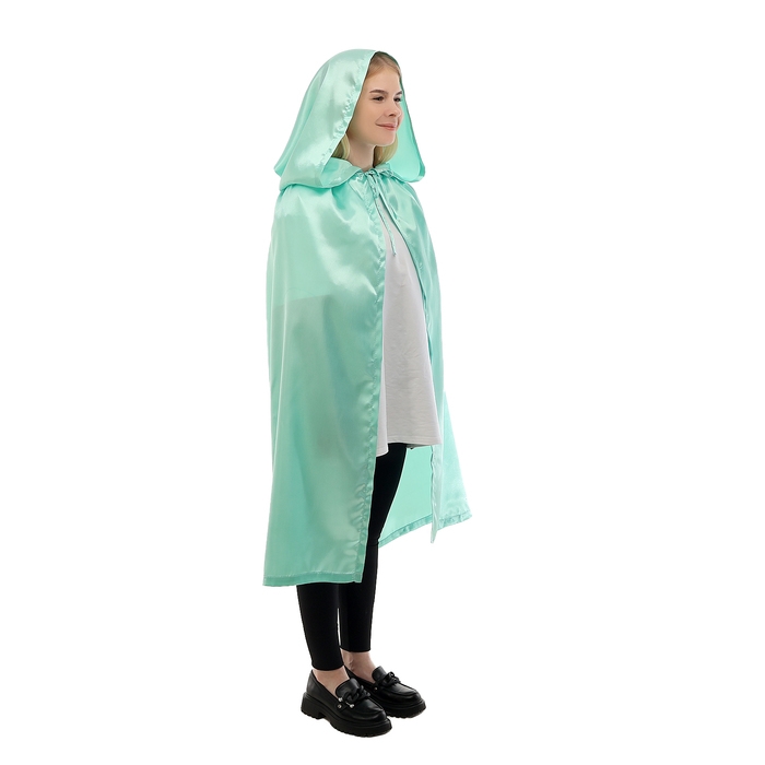 Карнавальный плащ детский,атлас,цвет мятный длина 100см