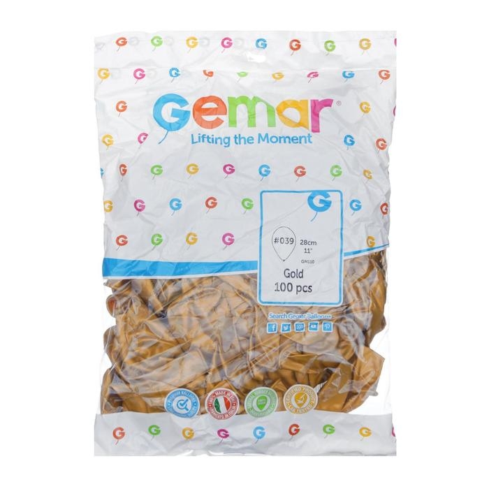 Шар латексный 11", металл, набор 100 шт., gold 39