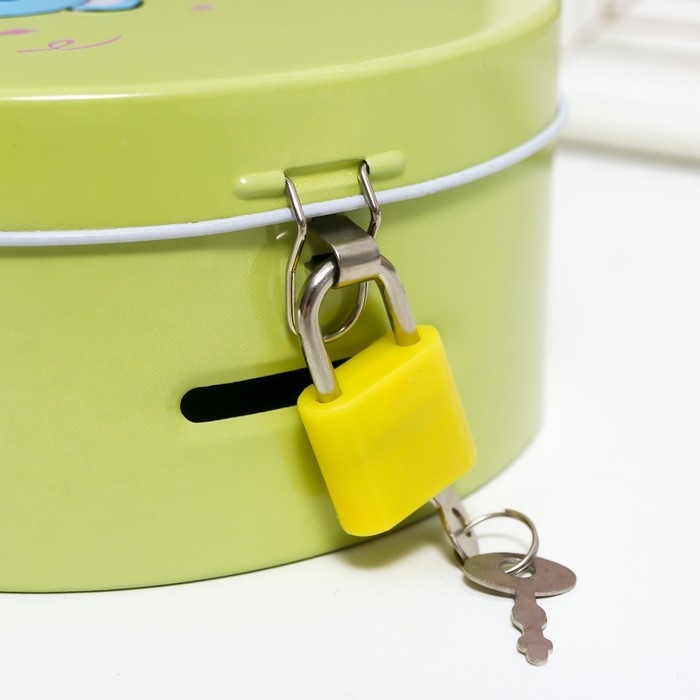 Копилка металл Копилка металл "Костюмированная вечеринка в зоопарке" с замком и ключами 15х6,5х12 см