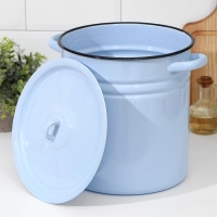 Кастрюля эмалированная, 12 л, металлическая крышка, индукция, цвет серо-голубой Кастрюля эмалированная, 12 л, металлическая крышка, индукция, цвет серо-голубой