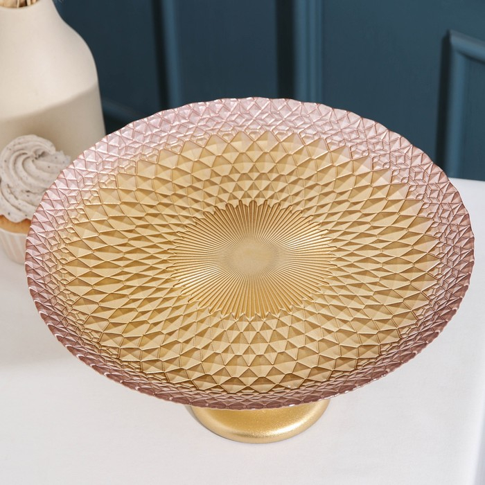 Блюдо сервировочное «Барокко», d=28 см, на ножке, цвет золотой с розовым Блюдо сервировочное «Барокко», d=28 см, на ножке, цвет золотой с розовым