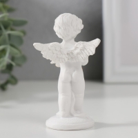 Сувенир полистоун "Белоснежный ангел стоит со своим медвежонком" 8х4,5х3,5 см