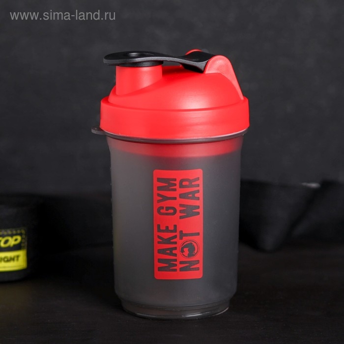 Шейкер спортивный &laquo;Занимайся спортом&raquo;, красно-чёрный, с чашей под протеин, 500 мл