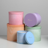 Набор шляпных коробок для цветов 5 в 1, упаковка подарочная, &laquo;Мрамор&raquo;, 14 х 13 см - 22 х 19,5 см