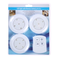 Светильник светодиодный, нажимной 4000К, от батареек, набор из 3 шт, пульт в комплекте Светильник светодиодный, нажимной 4000К, от батареек, набор из 3 шт, пульт в комплекте