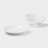 Чайная пара фарфоровая Magistro &laquo;Бланш&raquo;, 2 предмета: чашка 250 мл, блюдце d=15,5 см, цвет белый