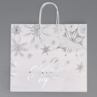 Пакет подарочный новогодний крафтовый Winter, 32 х 28 х 15 см, Новый год