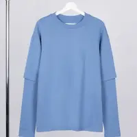 Футболка оверсайз с двойным рукавом Kosmos, синяя, размер XS/S