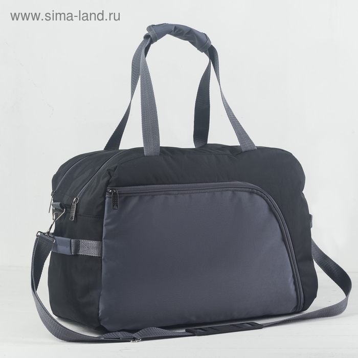 Сумка спортивная на молнии, без подкладки, 2 наружных кармана, средний размер, цвет чёрный/серый Сумка спортивная на молнии, без подкладки, 2 наружных кармана, средний размер, цвет чёрный/серый