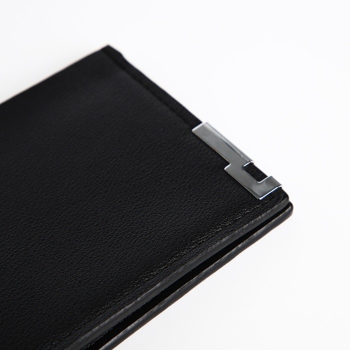 Портмоне мужское без застёжки, отдел для карт, для купюр, цвет чёрный