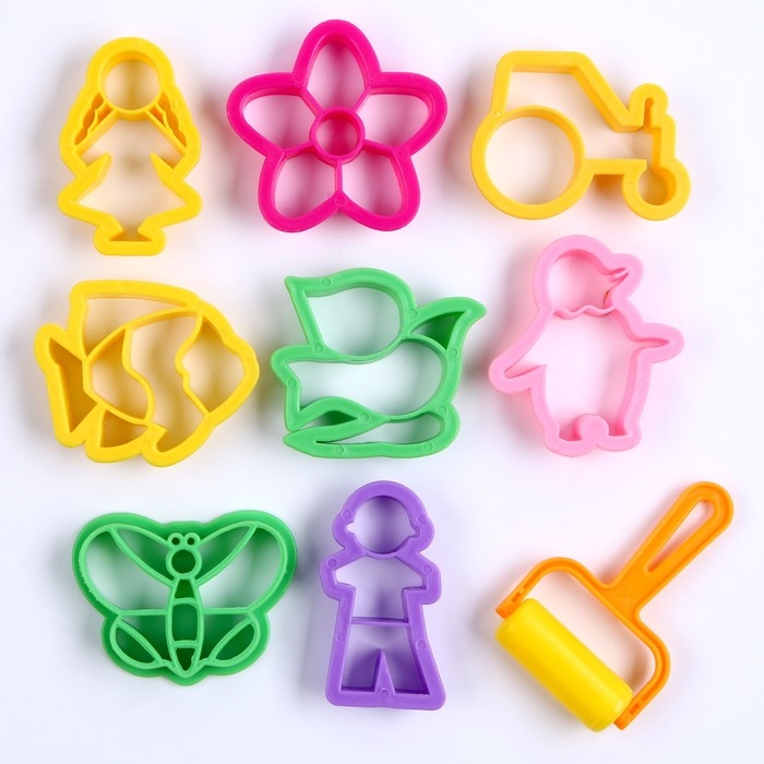 Формочки для лепки, набор 9 шт., валик, цвет МИКС Формочки для лепки, набор 9 шт., валик, цвет МИКС