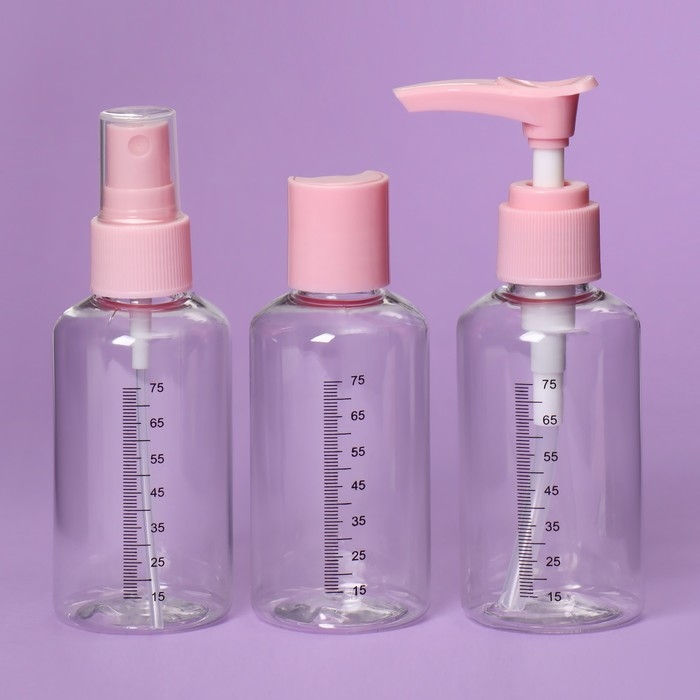 Набор для хранения, 3 предмета, со шкалой деления, цвет розовый Набор для хранения, 3 предмета, со шкалой деления, цвет розовый