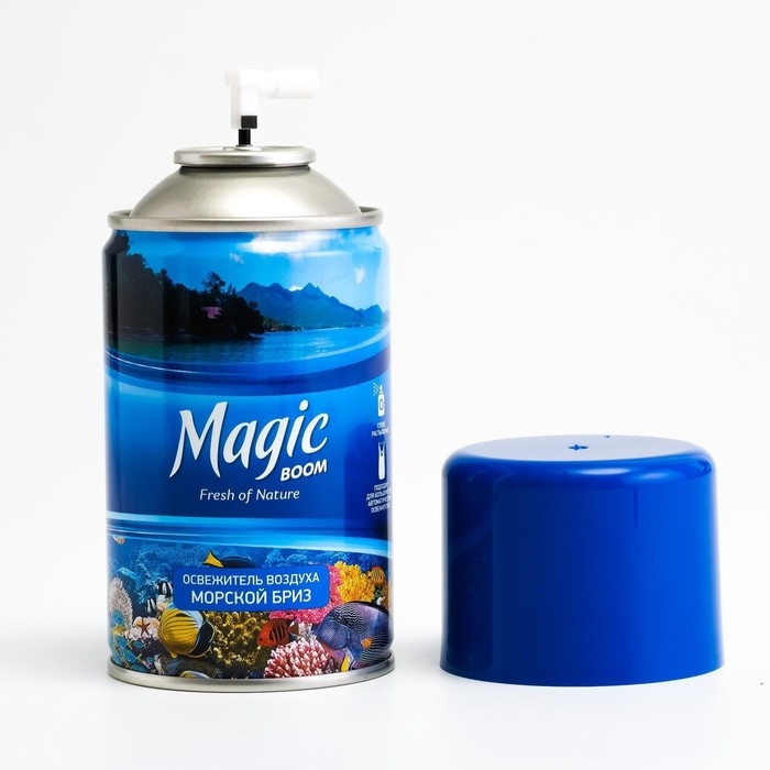 Сменный баллон Magic Boom для автоматического освежителя воздуха Сменный баллон Magic Boom для автоматического освежителя воздуха "Морской бриз" 250 мл
