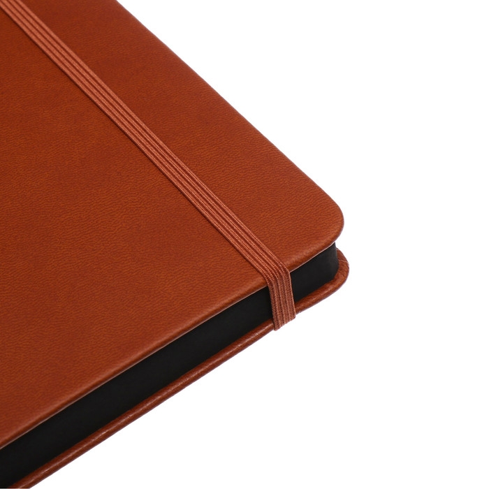 Ежедневник недатированный A5, 140л, клетка, кожзам, на резинке, черный срез, Коричневый Ежедневник недатированный A5, 140л, клетка, кожзам, на резинке, черный срез, Коричневый