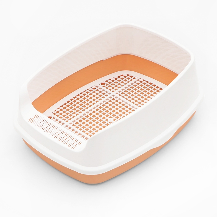 Туалет «Айша» S с высоким бортом и сеткой, 45 х 35 х 18,5 см, оранжевый Туалет «Айша» S с высоким бортом и сеткой, 45 х 35 х 18,5 см, оранжевый