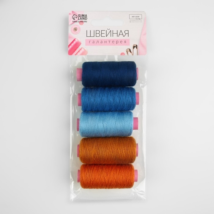 Набор ниток джинсовый №1, 20/2, 200 м, 5 шт, цвет разноцветный