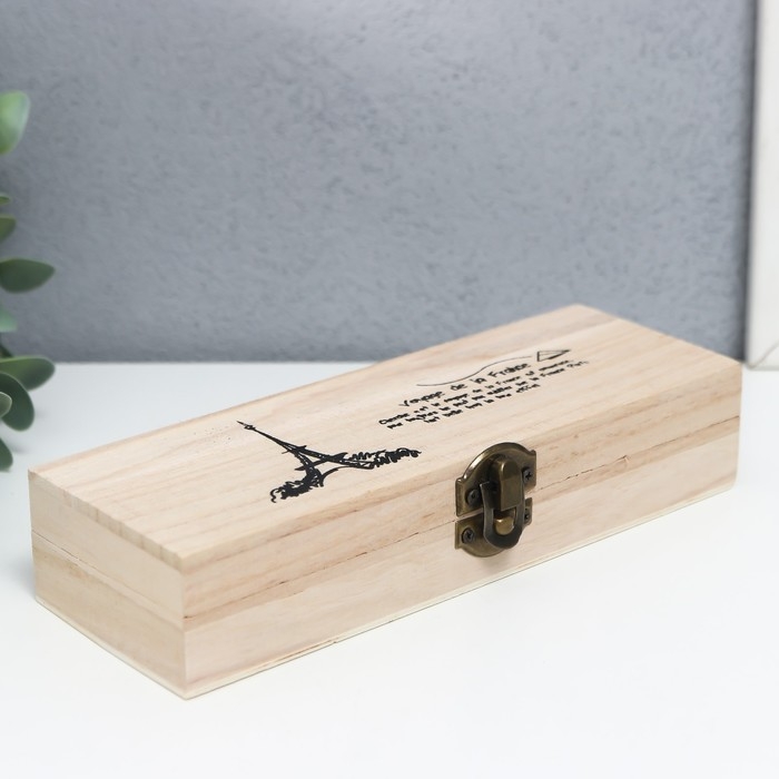 Шкатулка дерево под роспись Шкатулка дерево под роспись "Эйфелева башня" 3,5х19,2х7,2 см