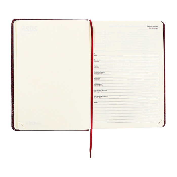 Ежедневник датированный 2024 A5 176 листов, deVENTE.Belcanto, твёрдая обложка из искусственной кожи с поролоном, ляссе, кремовый блок 70 г/м2, бордовый