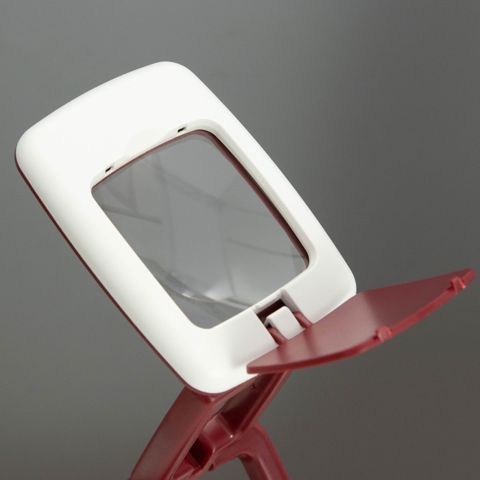 Настольная лампа с лупой 3х Настольная лампа с лупой 3х "Раскладушка" LED 5Вт 3000К 3хААА бордовый 9х6,5х25см RISALUX